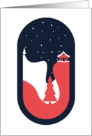 Retro inspired bright Christmas snowscene card