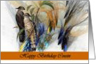 Cousin Happy Birthday - General - Fractal with Crested Hawks card