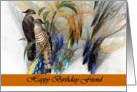 Friend Happy Birthday - General - Fractal with Crested Hawks card