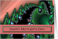 Mother’s Day - General - Emerald Green & Pink Fractal card