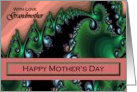 Grandmother / Mother’s Day - Emerald Green & Pink Fractal Swirls card