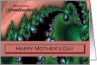 Granddaughter / Mother’s Day - Emerald Green & Pink Fractal Swirls card