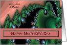 Sister / Mother’s Day - Emerald Green & Pink Fractal Swirls card