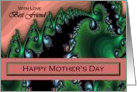 Best Friend / Mother’s Day - Emerald Green & Pink Fractal Swirls card