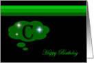 Happy Birthday - Emerald Green Monogram C card