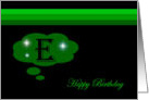 Happy Birthday - Emerald Green Monogram E card
