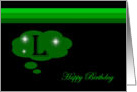 Happy Birthday - Emerald Green Monogram L card