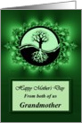 Grandmother / Mother’s Day - Emerald Green Fractal & Yin Yang Tree card