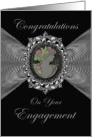 Engagement Congratulations Cameo on a Silver Like Fractal Bow card