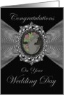 Wedding Day Congratulations / Cameo on a Silver Fractal card