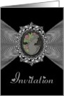 Wedding Invitation / Cameo on a Silver Fractal card
