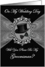 Groomsman - Wedding Day Invitation / Top Hat - Bow Tie on a Fractal card