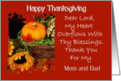 Mom / Dad - Happy Thanksgiving - Gratitude / Fall Basket / Sunflowers card