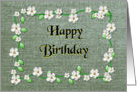 Happy Birthday - General - Denim like Texture with a Flowering Vine card