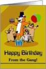 Birthday - From the Gang - Cartoon Tiger with Balloons card