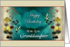 Granddaughter / Birthday - General - Colorful Flowers and Hummingbirds card