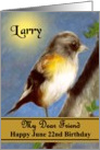 June 22 Birthday / Larry - Digital Oil Painting / Brambling Fringilla card