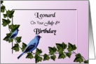 Leonard / July 8th Birthday - Indigo Bunting Birds on Ivy card