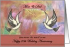20th Anniversary / Mom & Dad - Colorful Abstract Flowers and Doves card