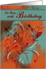 100th / Birthday - Abstract with a Flourish and Butterflies card