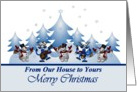 From Our House/ Merry Christmas - Winter Scene with Snowmen and Deer card