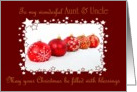 Aunt & Uncle / Christmas - Red Christmas Tree Ornaments in the Snow card