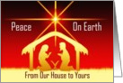 Peace On Earth / Christmas - From our House - Red & Gold Nativity card