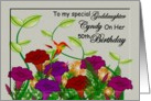 Goddaughter / Cyndy 50th Birthday Colorful Hummingbird and Flowers card