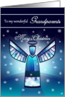 Grandparents / Merry Christmas - Abstract Angel & Snowflakes card