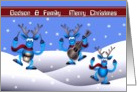 Godson and Family / Merry Christmas - Musical Deer Celebrate Christmas card
