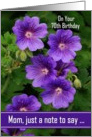 70th Birthday / Mom - Digital Oil Painted Purple Geraniums card