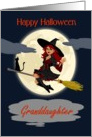 Granddaughter / Happy Halloween - Cartoon Witch riding Her Broomstick card