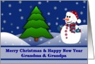 Grandma / Grandpa - Merry Christmas / Happy New Year- Snowman card