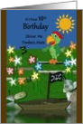10th Birthday - General - Pirate Parrot On a Fence by the Pond card