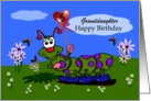 Granddaughther/5th Birthday-Purple Polka-Dot Caterpillar in the Garden card