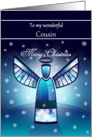 Cousin / Merry Christmas - Abstract Angel & Snowflakes card