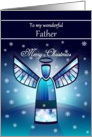 Father / Merry Christmas - Abstract Angel & Snowflakes card