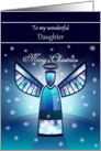 Daughter / Merry Christmas - Abstract Angel & Snowflakes card