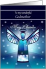 Godmother / Merry Christmas - Abstract Angel & Snowflakes card