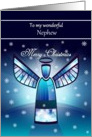 Nephew / Merry Christmas - Abstract Angel & Snowflakes card