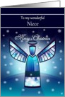 Niece / Merry Christmas - Abstract Angel & Snowflakes card