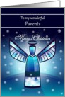 Parents / Merry Christmas - Abstract Angel & Snowflakes card