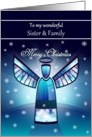 Sister / Family / Merry Christmas - Abstract Angel & Snowflakes card