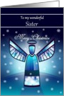 Sister / Merry Christmas - Abstract Angel & Snowflakes card