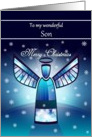 Son / Merry Christmas - Abstract Angel & Snowflakes card