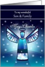 Son / Family / Merry Christmas - Abstract Angel & Snowflakes card