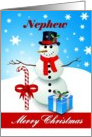 Nephew Merry Christmas - Snowman/candy-cane/ gift card