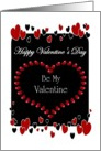 Valentine’s Day / Be My Valentine - Love / Red/Black Hearts card