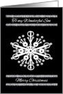 Son / Merry Christmas / Snowflake and Silver Garland on Black card