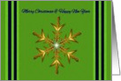 Merry Christmas & Happy New Year - General - Gold Snowflake card